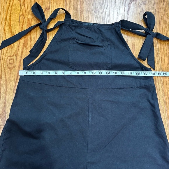 Lulus Tie Strap Beachy Linen Blend Straight Leg Preppy Black Overalls Jumpsuit L - Picture 10 of 16